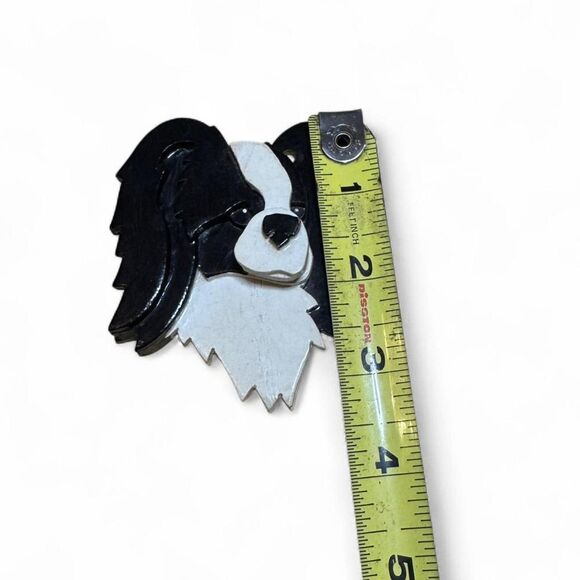 Lot Papillon Dog Porcelain Dish & Wooden Figure Decor - Picture 7 of 7